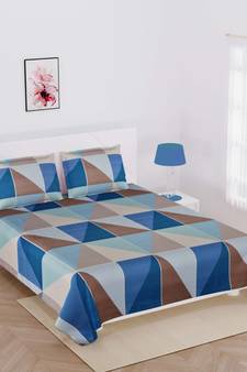 Jaipuri Print Single bed bedsheet 60 x90 in  with Single Pillow cover 18x27 in