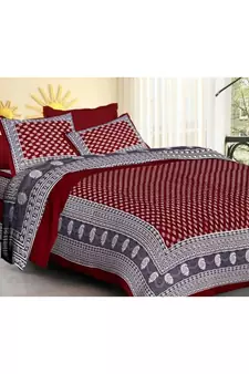 Jaipuri Print Single bed bedsheet 60 x90 in  with Single Pillow cover 18x27 in