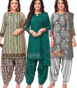 Salwar Studio Women's Pack of 3 Synthetic Printed Unstitched Dress Material Combo
