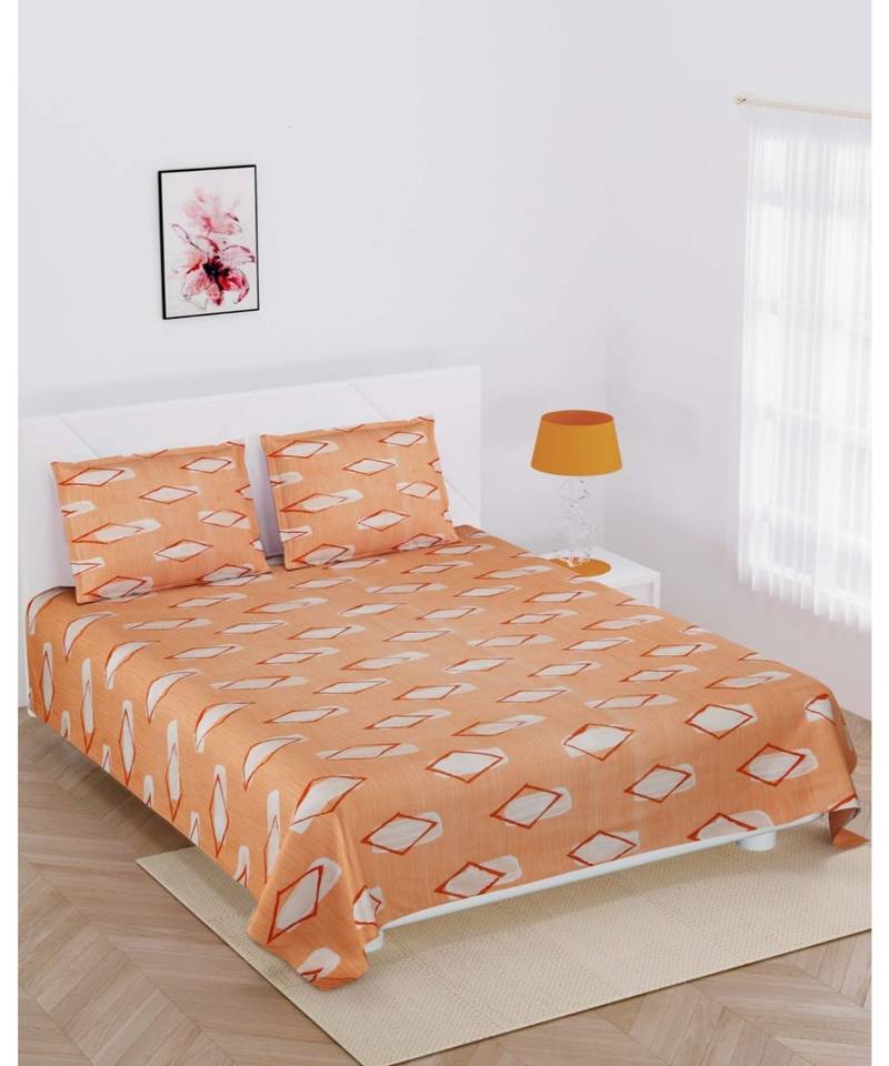 Jaipuri Print Single bed bedsheet 60 x90 in  with Single Pillow cover 18x27 in
