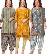 Salwar Studio Women's Pack of 3 Synthetic Printed Unstitched Dress Material Combo