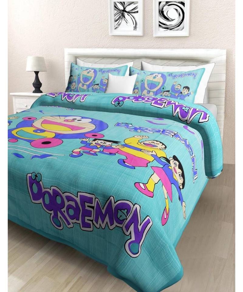 Jaipuri Print Single bed bedsheet 60 x90 in  with Single Pillow cover 18x27 in