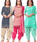 Salwar Studio Women's Pack of 3 Synthetic Printed Unstitched Dress Material Combo