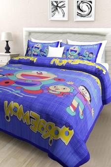 Jaipuri Print Single bed bedsheet 60 x90 in  with Single Pillow cover 18x27 in