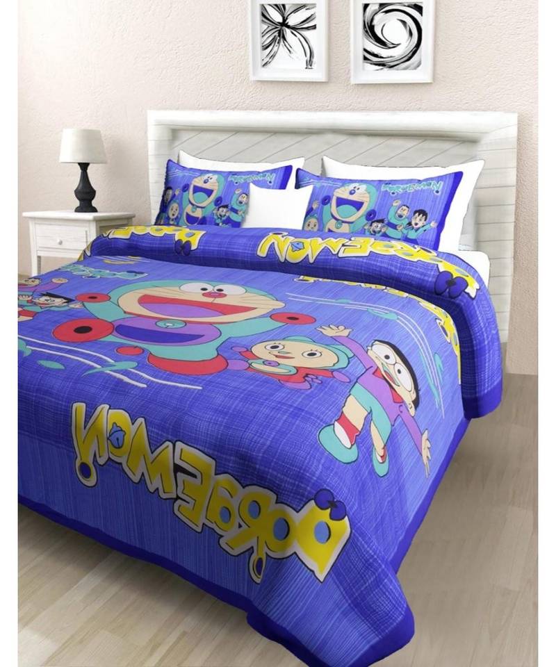 Jaipuri Print Single bed bedsheet 60 x90 in  with Single Pillow cover 18x27 in