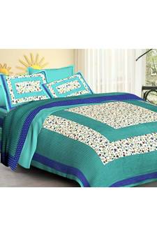 Jaipuri Print Single bed bedsheet 60 x90 in  with Single Pillow cover 18x27 in