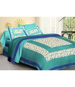 Jaipuri Print Single bed bedsheet 60 x90 in  with Single Pillow cover 18x27 in