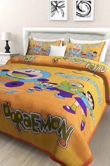 Jaipuri Print Single bed bedsheet 60 x90 in  with Single Pillow cover 18x27 in