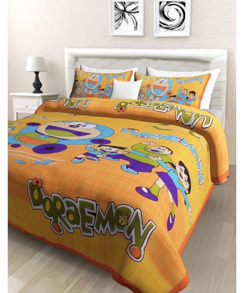 Jaipuri Print Single bed bedsheet 60 x90 in  with Single Pillow cover 18x27 in