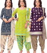 Salwar Studio Women's Pack of 3 Synthetic Printed Unstitched Dress Material Combo