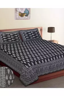 Jaipuri Print Single bed bedsheet 60 x90 in  with Single Pillow cover 18x27 in