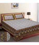 Jaipuri Print Single bed bedsheet 60 x90 in  with Single Pillow cover 18x27 in