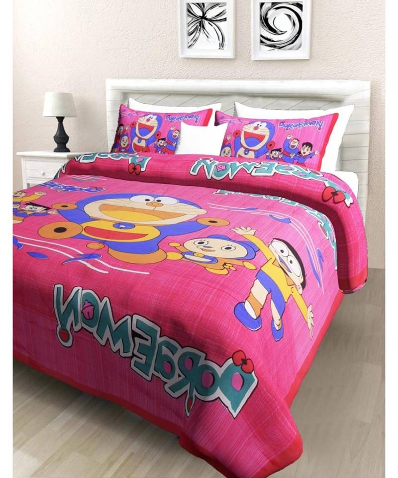 Jaipuri Print Single bed bedsheet 60 x90 in  with Single Pillow cover 18x27 in
