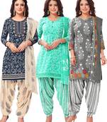 Salwar Studio Women's Pack of 3 Synthetic Printed Unstitched Dress Material Combo