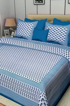 Jaipuri Print Single bed bedsheet 60 x90 in  with Single Pillow cover 18x27 in