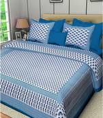 Jaipuri Print Single bed bedsheet 60 x90 in  with Single Pillow cover 18x27 in