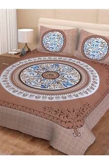 Jaipuri Print Single bed bedsheet 60 x90 in  with Single Pillow cover 18x27 in