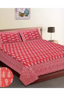 Jaipuri Print Single bed bedsheet 60 x90 in  with Single Pillow cover 18x27 in