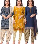 Salwar Studio Women's Pack of 3 Synthetic Printed Unstitched Dress Material Combo