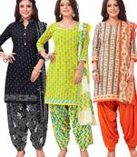 Salwar Studio Women's Pack of 3 Synthetic Printed Unstitched Dress Material Combo