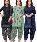Salwar Studio Women's Pack of 3 Synthetic Printed Unstitched Dress Material Combo