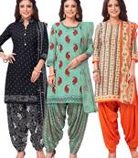 Salwar Studio Women's Pack of 3 Synthetic Printed Unstitched Dress Material Combo
