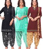 Salwar Studio Women's Pack of 3 Synthetic Printed Unstitched Dress Material Combo
