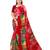 Red printed faux georgette saree with blouse