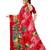 Red printed faux georgette saree with blouse