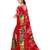 Red printed faux georgette saree with blouse