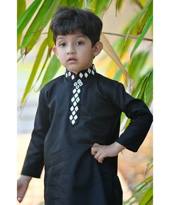 black cotton mirror work kurta paijama 2