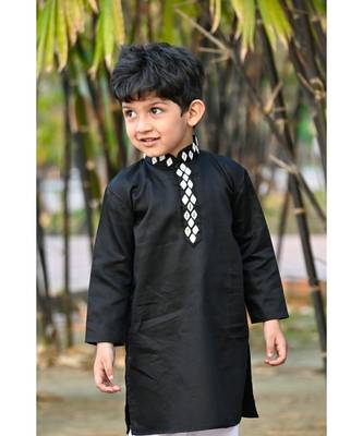 black cotton mirror work kurta paijama 3
