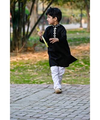 black cotton mirror work kurta paijama 4