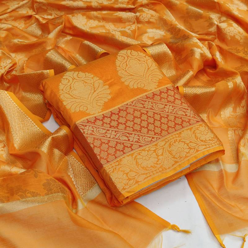 Mustard floral print banarasi salwar