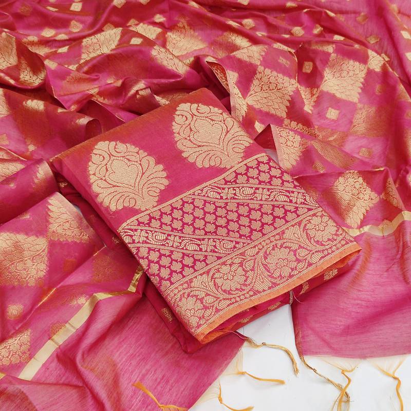 Pink floral print banarasi salwar