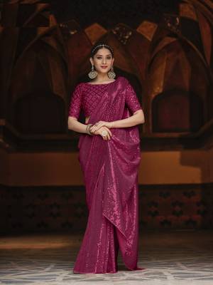 Pink Embroidered Georgette Saree With Blouse 1