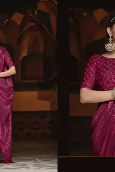 Pink Embroidered Georgette Saree With Blouse
