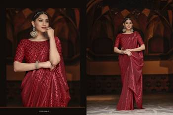 Red Embroidered Georgette Saree With Blouse 2
