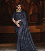 Blue Embroidered Georgette Saree With Blouse