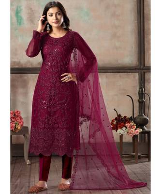 Rani Pink Net Pakistani Salwar Kameez 1