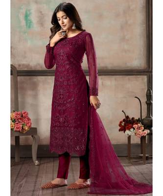 Rani Pink Net Pakistani Salwar Kameez 2