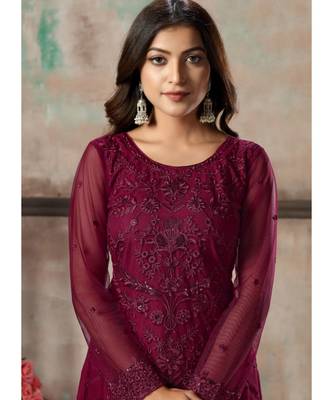 Rani Pink Net Pakistani Salwar Kameez 3