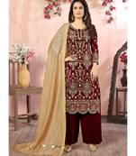 Maroon Georgette Pakistani Salwar Kameez