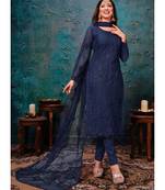 Blue Net Pakistani Salwar Kameez