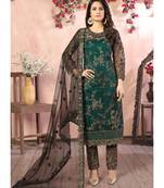 Teal Net Pakistani Salwar Kameez