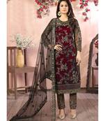 Maroon Net Pakistani Salwar Kameez