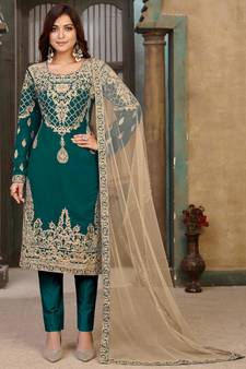 Teal Georgette Pakistani Salwar Kameez