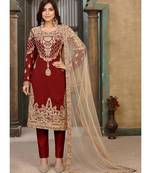 Maroon Georgette Pakistani Salwar Kameez