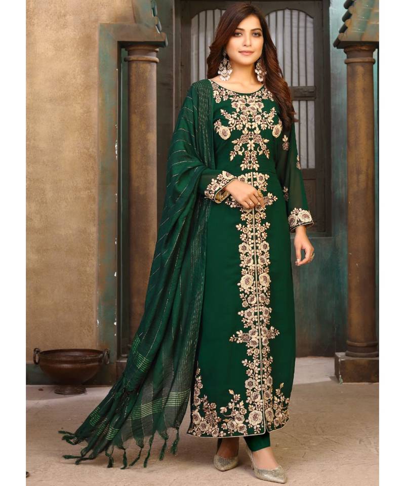 Green Georgette Pakistani Salwar Kameez