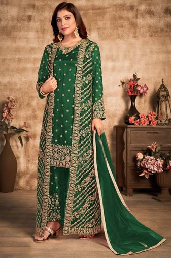 Green Net Pakistani Salwar Kameez